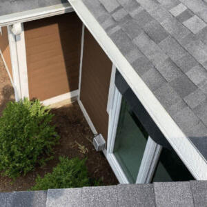 Gutter Cover Installation Carmel Indiana Looking down at gutters with covers over them.