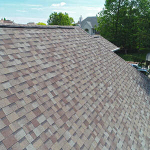 Indiana Residential Roofing Close up view of very steep shingle roof.