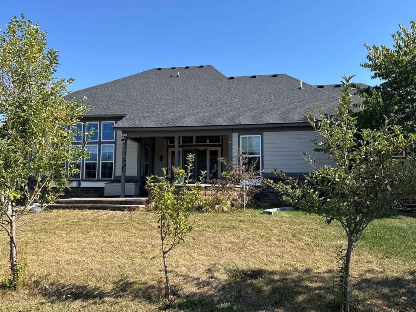 Backyard view of completed roof by one of the top Carmel Roofing Companies, Robert Stevens Roofing